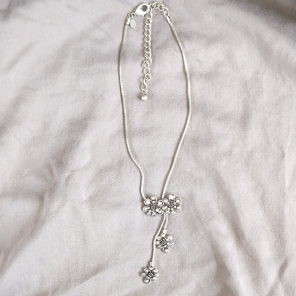 Chico's Silver Floral Necklace